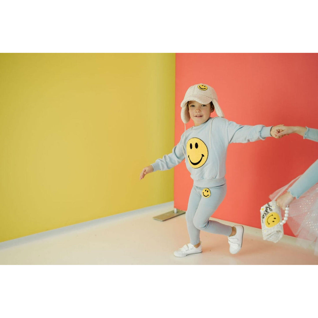 Petite Hailey Sky Blue Smile Sweatshirts