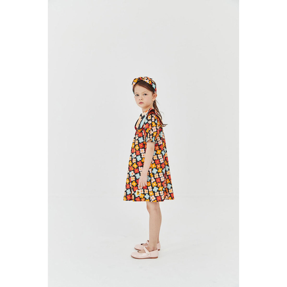 Petite Hailey Black Eggs Print Big Collar Dress