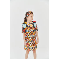 Petite Hailey Black Eggs Print Big Collar Dress