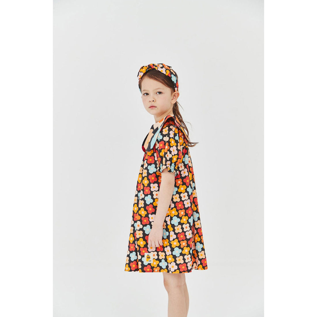 Petite Hailey Black Eggs Print Big Collar Dress
