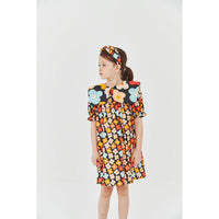 Petite Hailey Black Eggs Print Big Collar Dress
