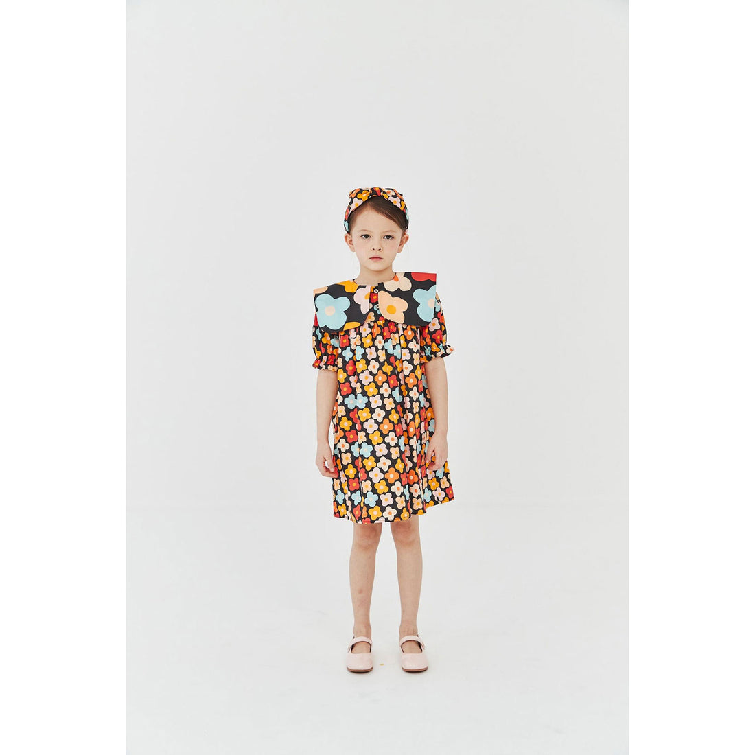 Petite Hailey Black Eggs Print Big Collar Dress
