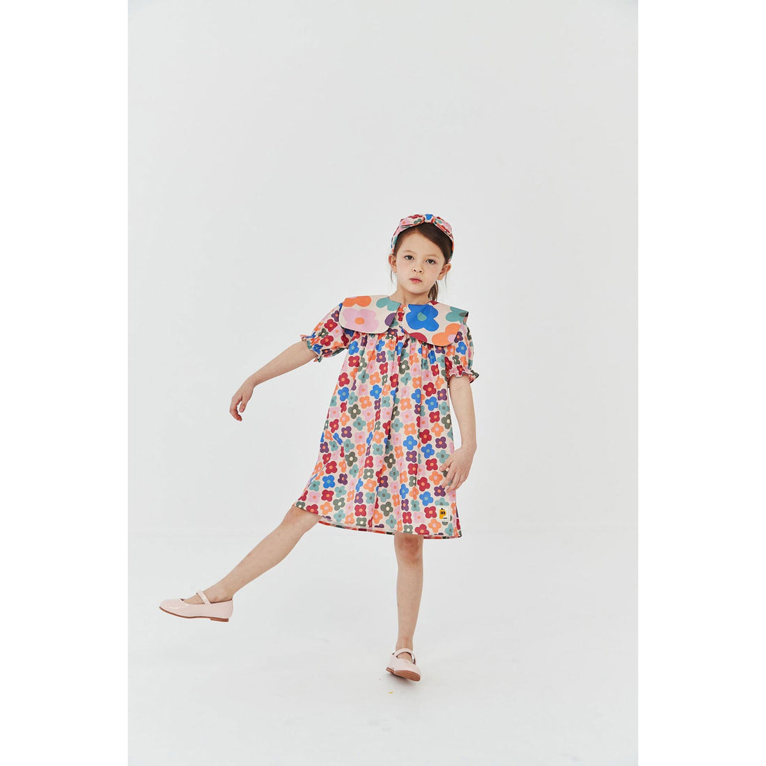 Petite Hailey Beige Eggs Print Big Collar Dress