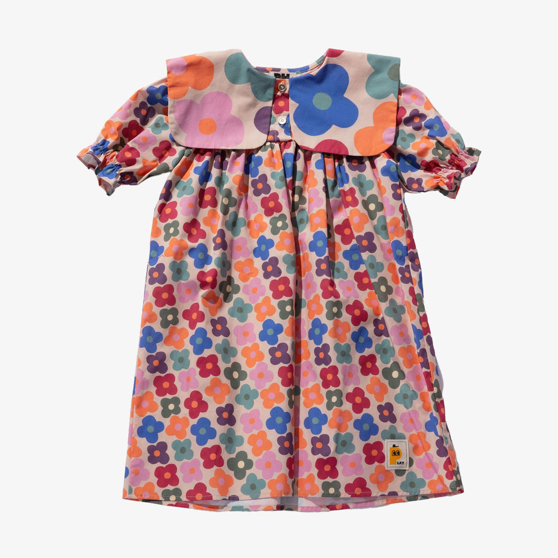 Petite Hailey Beige Eggs Print Big Collar Dress