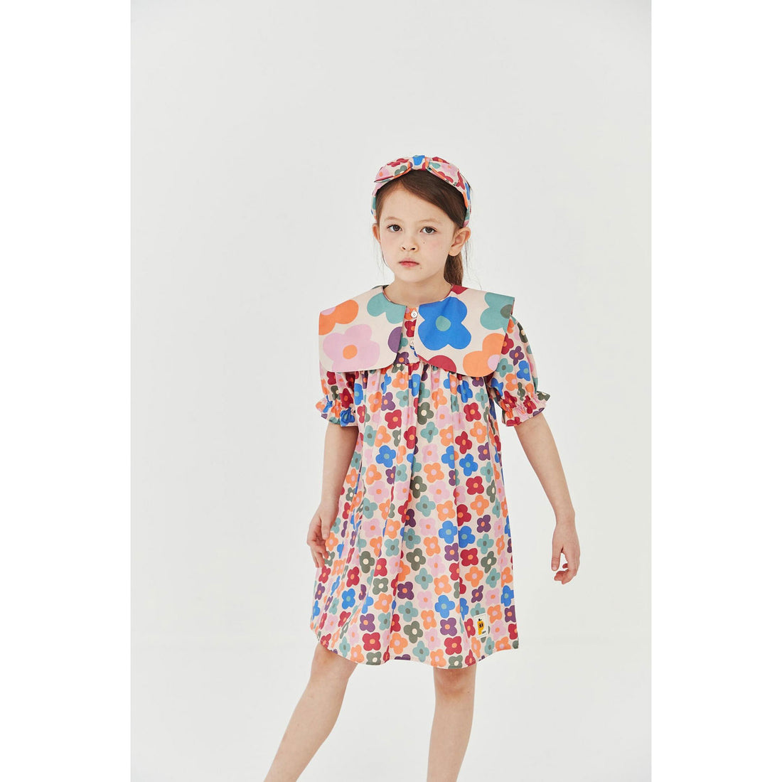 Petite Hailey Beige Eggs Print Big Collar Dress
