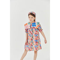 Petite Hailey Beige Eggs Print Big Collar Dress
