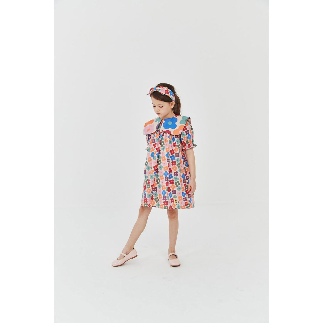 Petite Hailey Beige Eggs Print Big Collar Dress