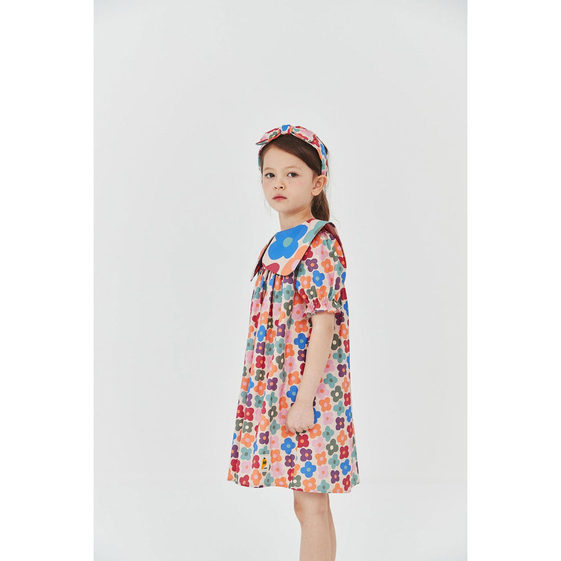 Petite Hailey Beige Eggs Print Big Collar Dress