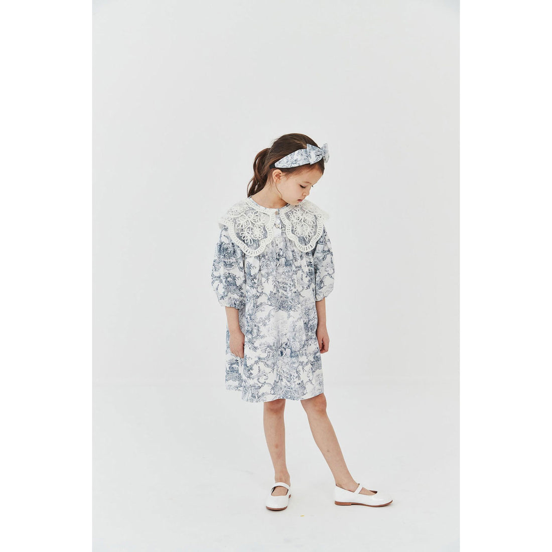 Petite Hailey French Blue Lace Collar Dress