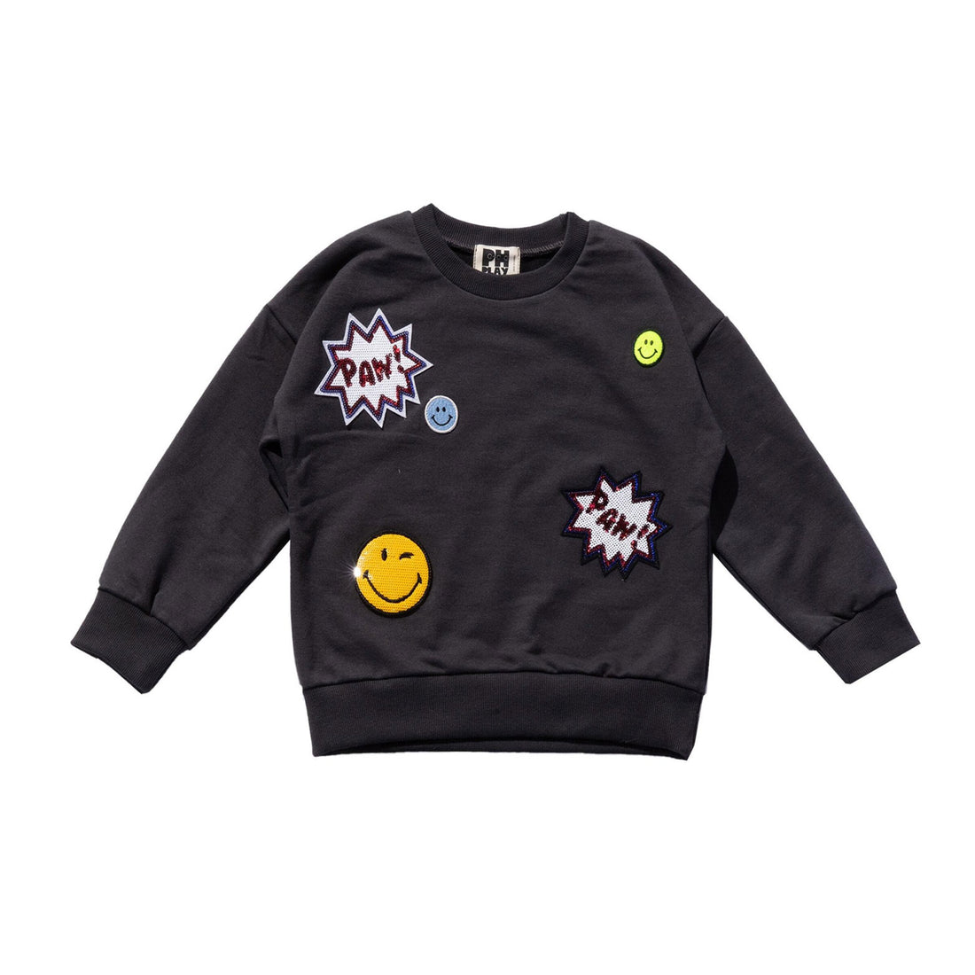 Petite Hailey Charcoal Multi Patched Sweatshirts