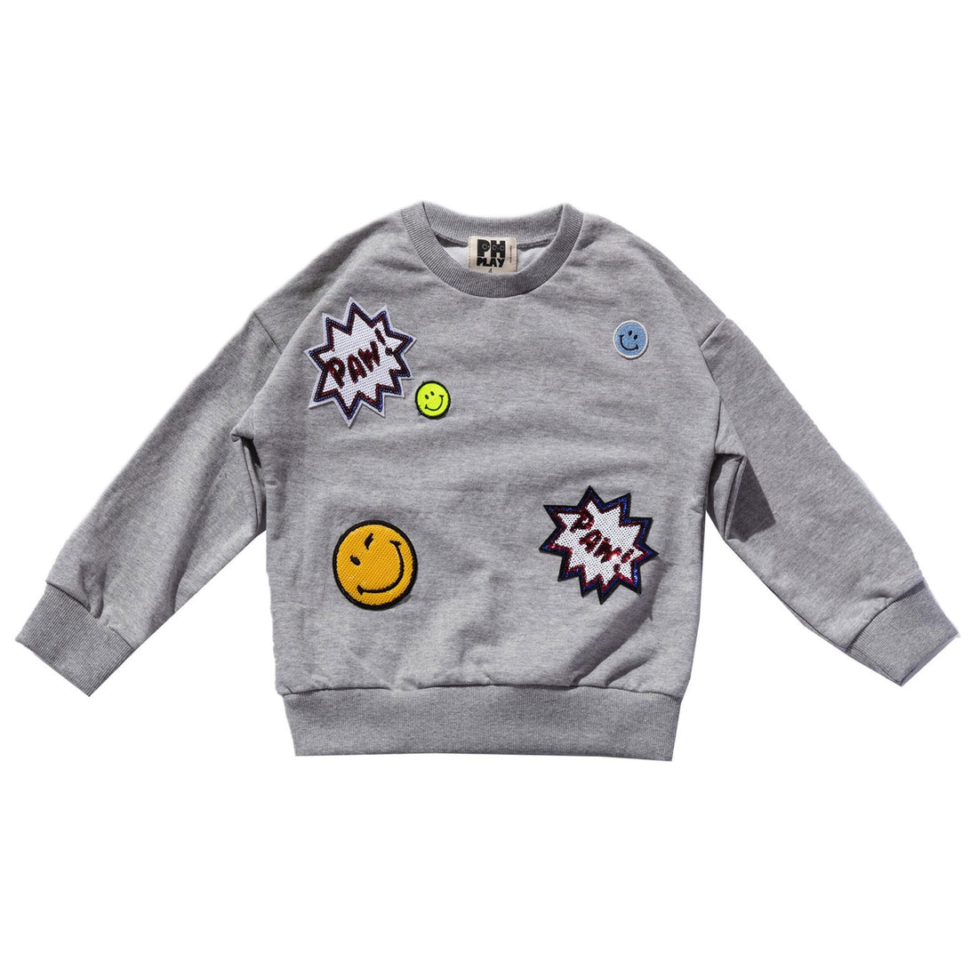 Petite Hailey Gray Multi Patched Sweatshirts