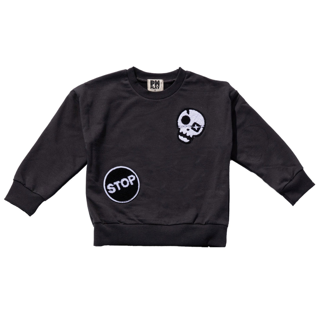 Petite Hailey Charcoal Skull Sweatshirts