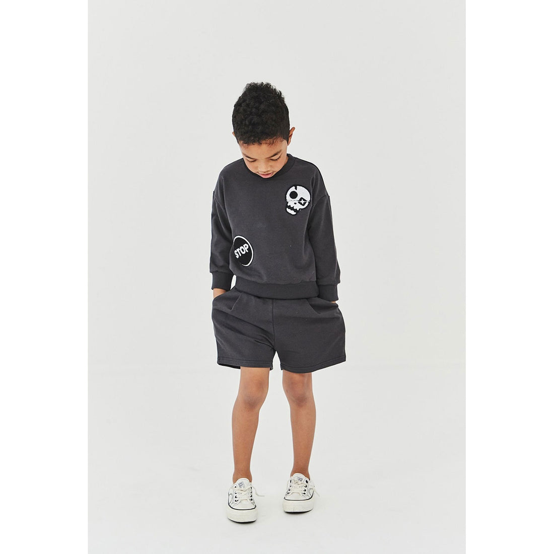 Petite Hailey Charcoal Skull Sweatshirts