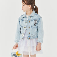Petite Hailey Black Smile Patched Denim Jacket