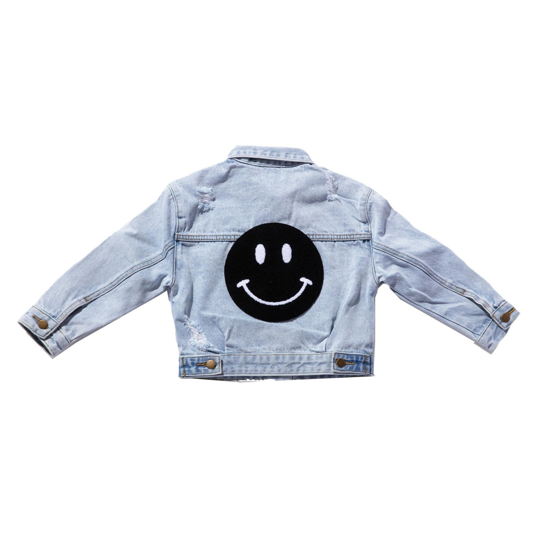 Petite Hailey Black Smile Patched Denim Jacket