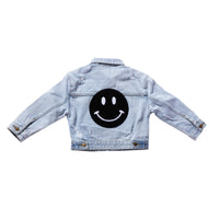 Petite Hailey Black Smile Patched Denim Jacket