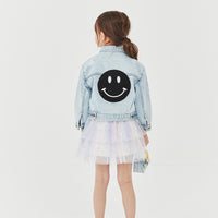 Petite Hailey Black Smile Patched Denim Jacket