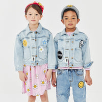 Petite Hailey Black Smile Patched Denim Jacket