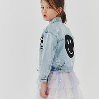 Petite Hailey Black Smile Patched Denim Jacket