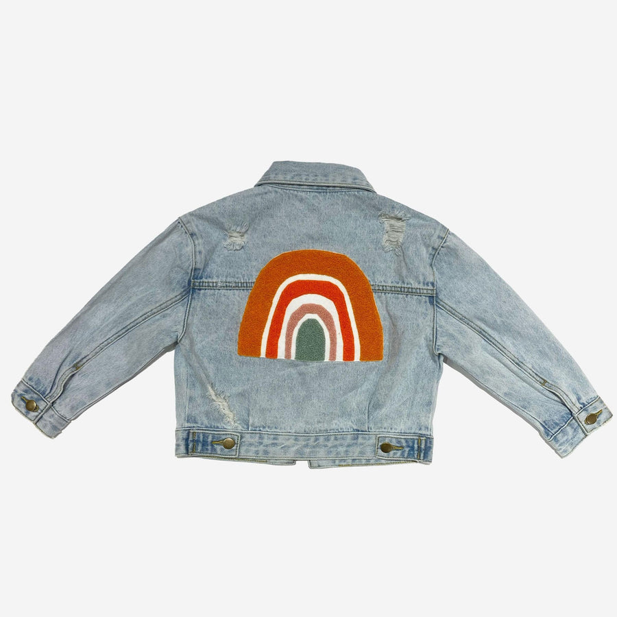 Petite Hailey Rainbow Patched Denim Jacket