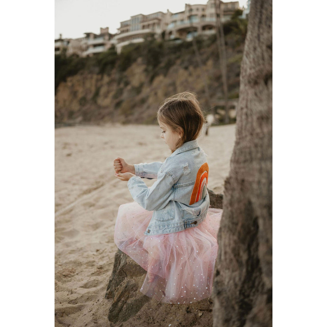 Petite Hailey Rainbow Patched Denim Jacket