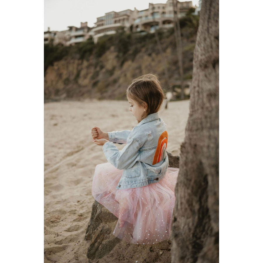 Petite Hailey Rainbow Patched Denim Jacket