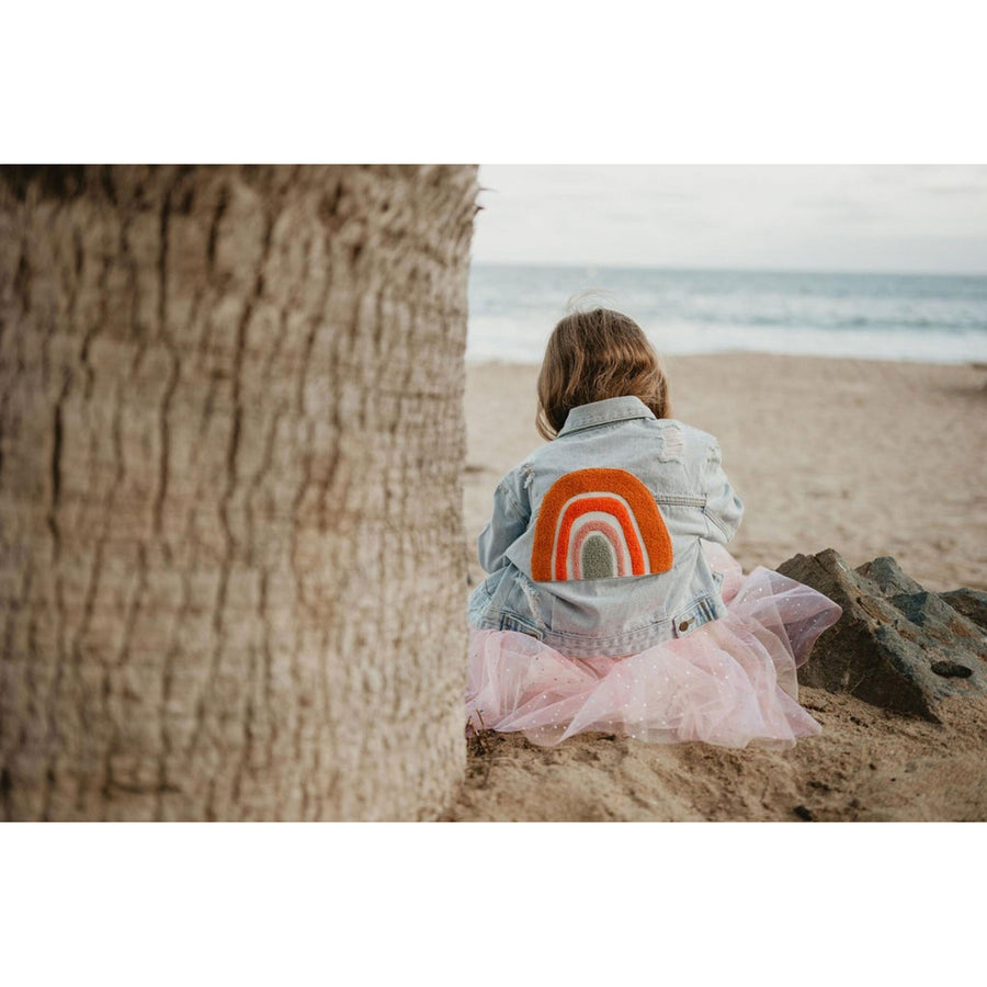 Petite Hailey Rainbow Patched Denim Jacket