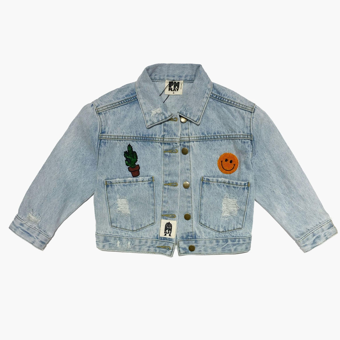 Petite Hailey Rainbow Patched Denim Jacket