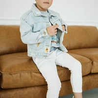 Petite Hailey Yellow Smile Patched Denim Jacket