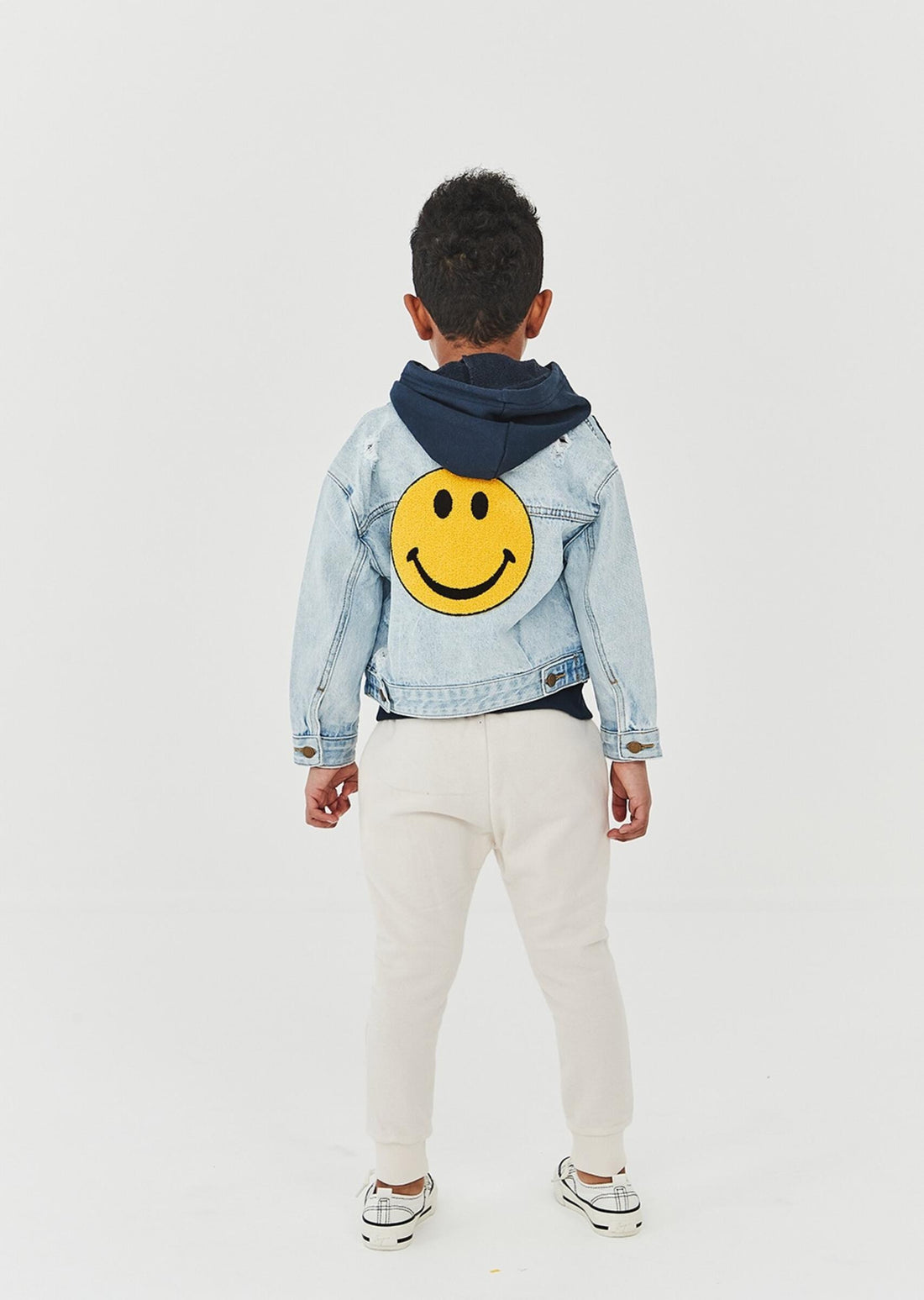 Petite Hailey Yellow Smile Patched Denim Jacket