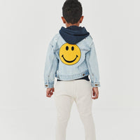 Petite Hailey Yellow Smile Patched Denim Jacket