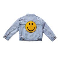 Petite Hailey Yellow Smile Patched Denim Jacket