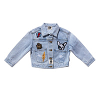 Petite Hailey Yellow Smile Patched Denim Jacket