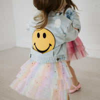 Petite Hailey Yellow Smile Patched Denim Jacket