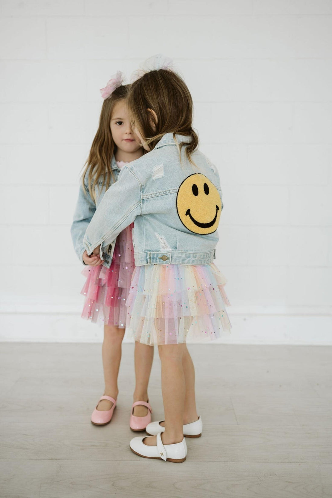 Petite Hailey Yellow Smile Patched Denim Jacket