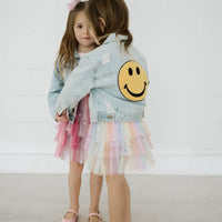 Petite Hailey Yellow Smile Patched Denim Jacket