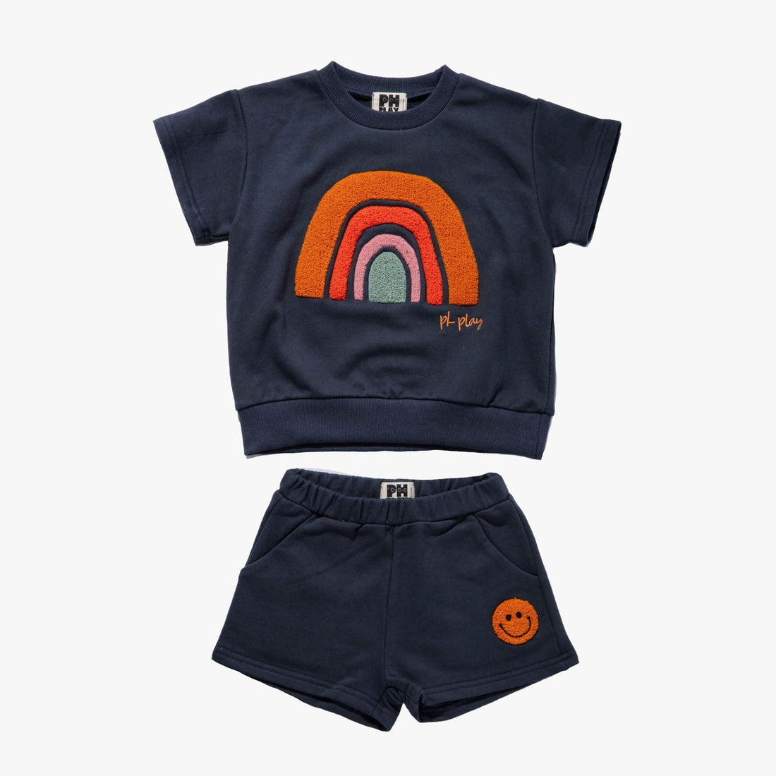 Petite Hailey Navy Rainbow Patch Sweatshirt Set