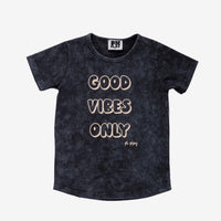 Petite Hailey Black Acid Washing Tshirt