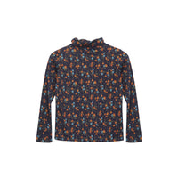 Caramel Navy Disty Floral Pheasant Turtleneck