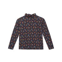Caramel Navy Disty Floral Pheasant Turtleneck