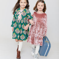 Pink Chicken Hermione Dress -Hunter Green Flower