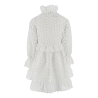 Philosophy White Lace Mock Neck Ruffle Dress