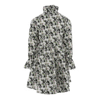 Philosophy Black Floral Mock Neck Ruffle Dress
