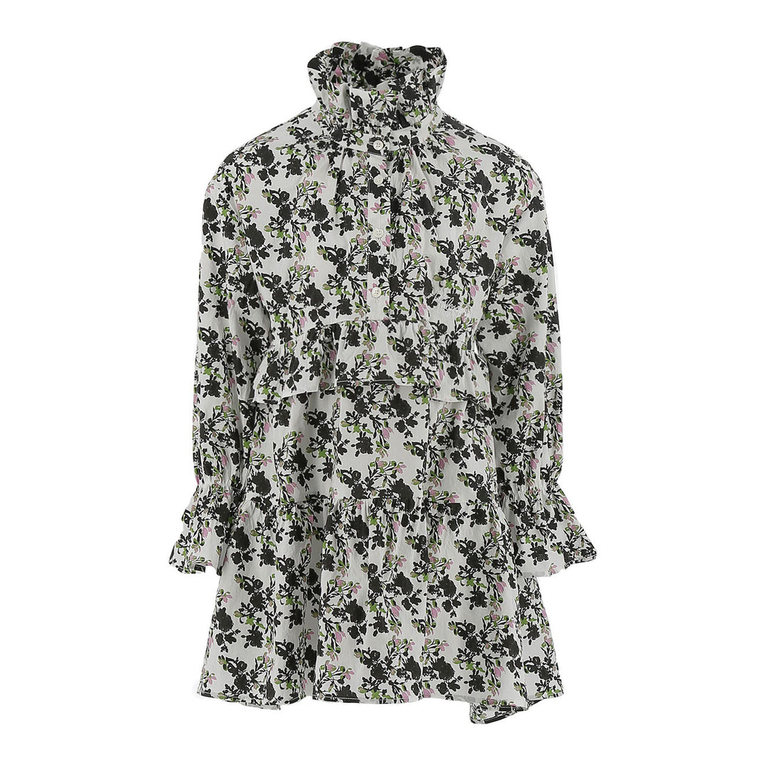 Philosophy Black Floral Mock Neck Ruffle Dress