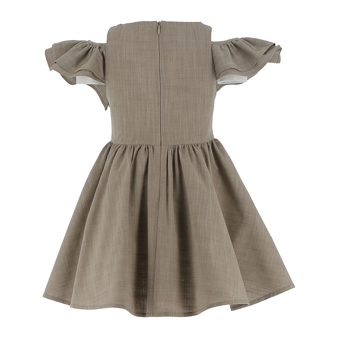 Philosophy Beige Sholder Ruffle Dress