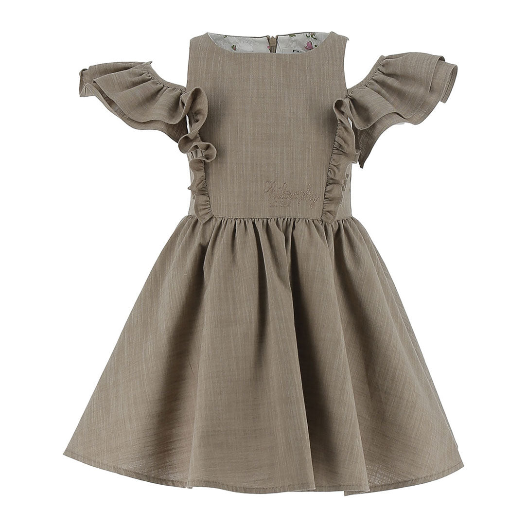 Philosophy Beige Sholder Ruffle Dress