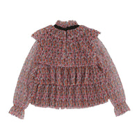 Philosophy Allover Print Ruffle Tie Neck Blouse