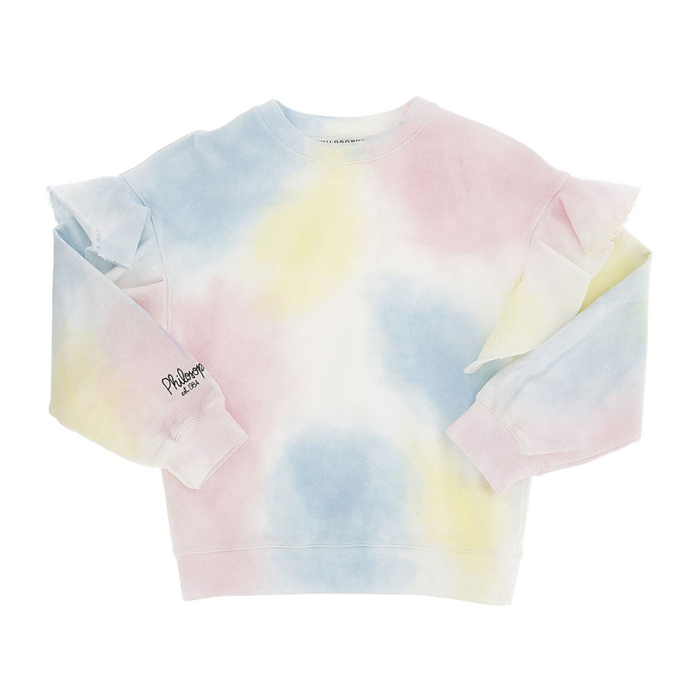 Philosophy Cotton Candy Tie Dye Ruffle Shoulder Sweatshirt