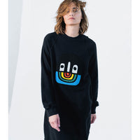 Nununu Black Womens Fuzzy Rainbow Smile A Dress
