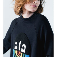 Nununu Black Womens Fuzzy Rainbow Smile A Dress